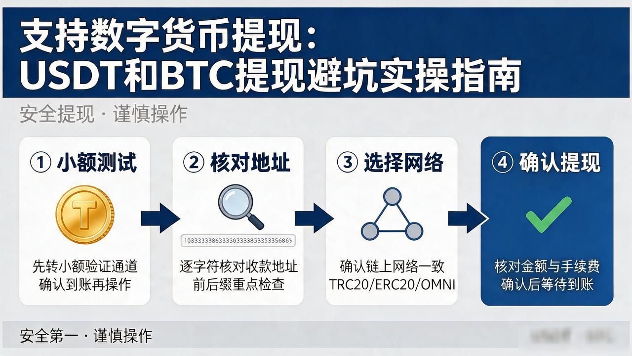 支持数字货币提现：USDT和BTC提现避坑实操指南
