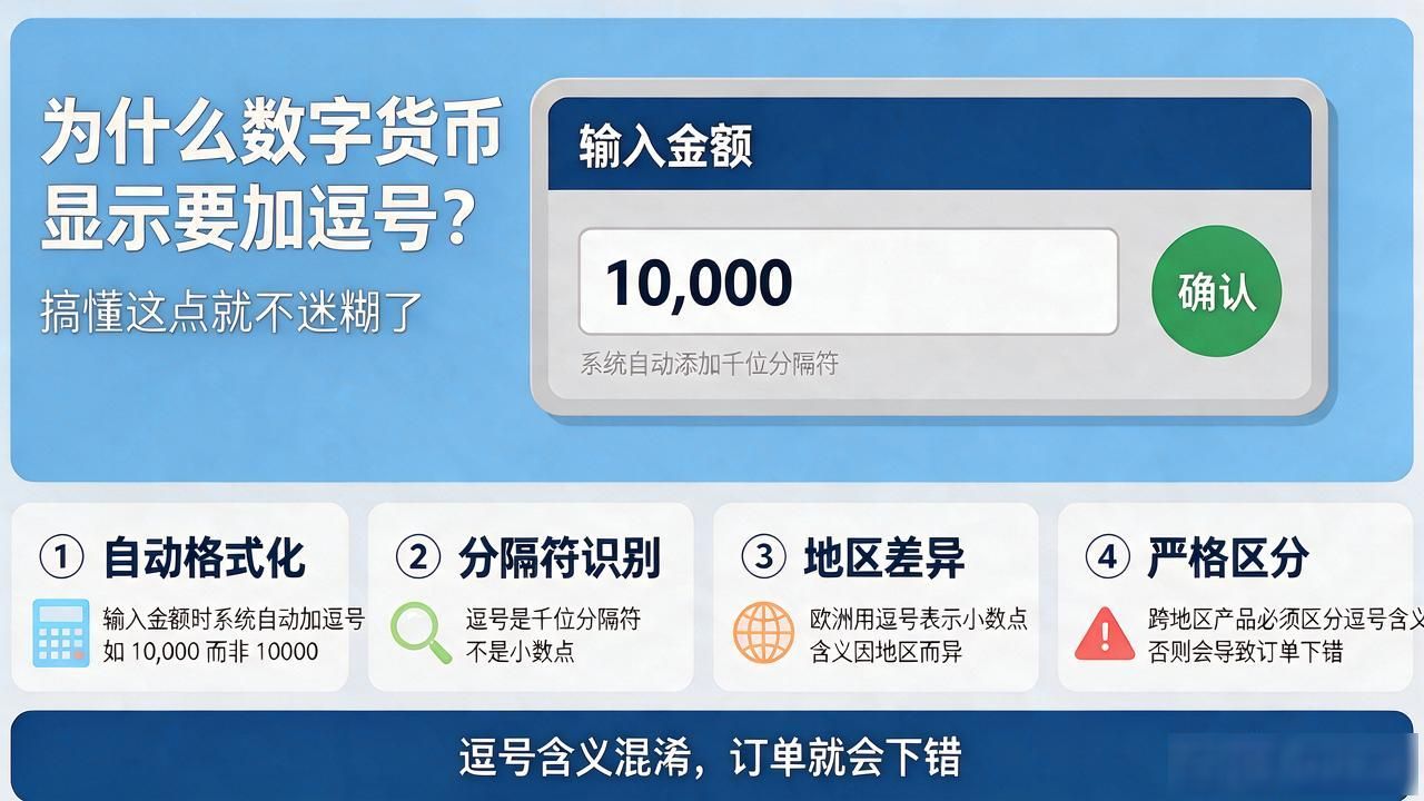 为什么数字货币显示要加逗号？搞懂这点就不迷糊了